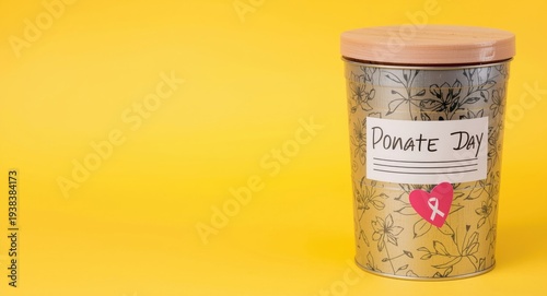 Donation container adorned ...