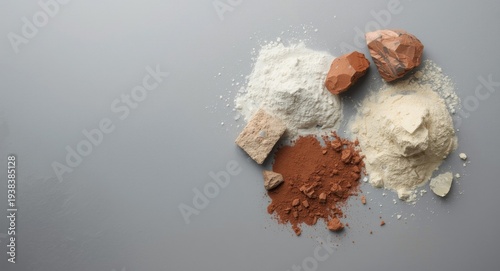 Powdered gypsum and clay mi...