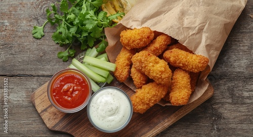 Crispy breaded chicken nugg...