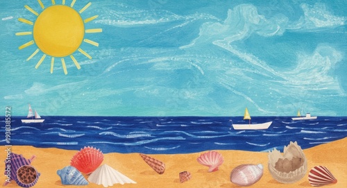 Colorful postcard artwork d...