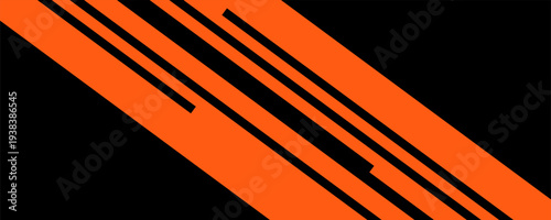 Creative wide sports template featuring diagonal geometric lines in black and orange for energetic marketing layouts.