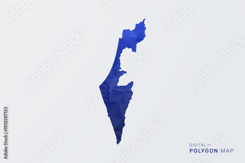 Palestine Map - Polygon Style Vector Illustration in Deep Blue Gradient, Low Poly Geometric Design, Clean Silhouette Isolated on White Background for Infographics.