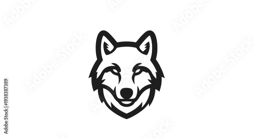 Smiling Cartoon Wolf Face Illustration.