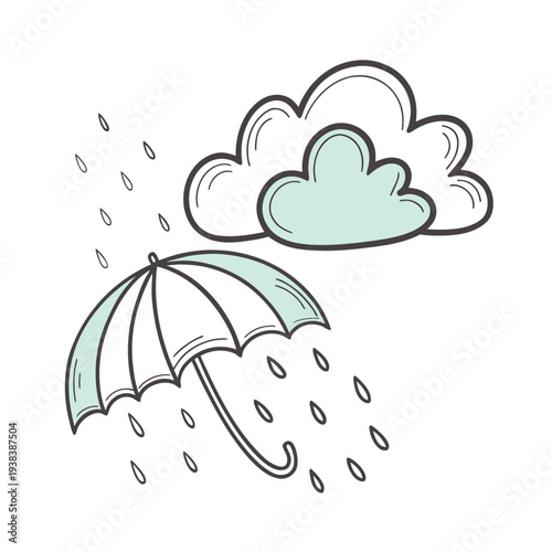 Vector illustration of umbrella and rain cloud