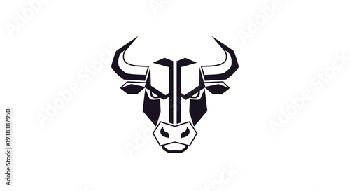 Stylized Bull Head Logo Design Element.