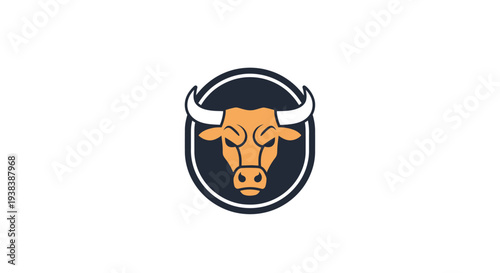Stylized Bull Head Logo Design Element.