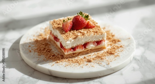 Strawberry topped tiramisu ...