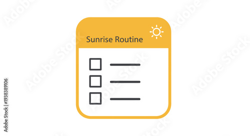 Sunrise Routine Checklist with Checkboxes and Lines.