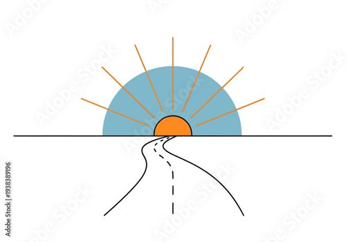 Horizon Sunrise Path Road Journey New Beginning Hope Future Forward Motion Concept