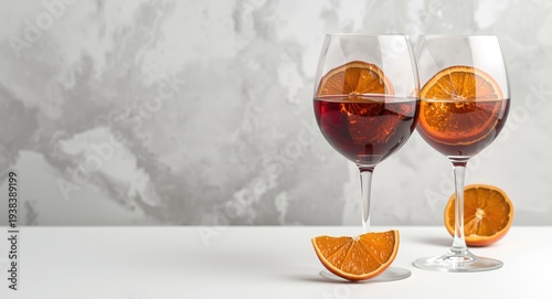 Elegant wine glasses featur...