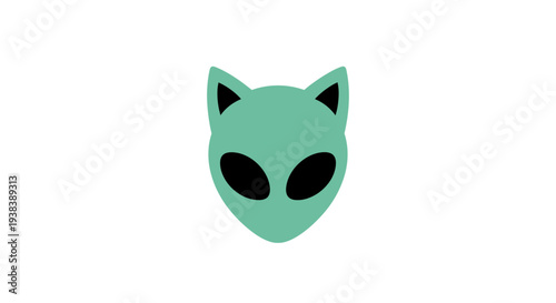 Teal alien cat head mask.