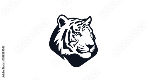 Tiger Head Illustration Black White Design.