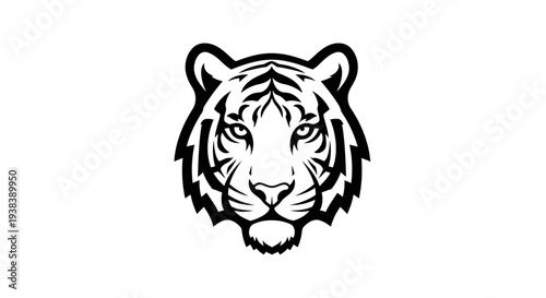 Tiger Head Illustration Black White Design.
