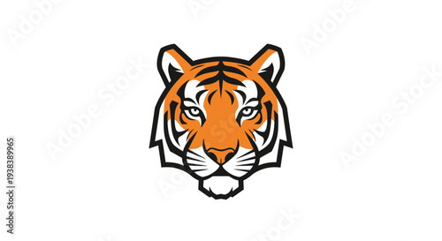 Tiger Head Illustration Cartoon Style Animal Face.