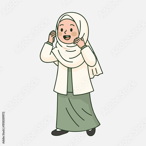 Cute muslimah hijab vector illustration 