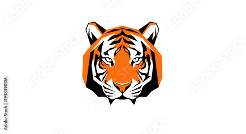 Tiger Head Illustration Orange Black White.