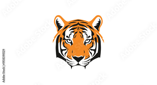 Tiger Head Illustration Orange Striped Animal Face.