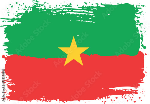 Flag of Burkina Faso. Created with Brush Strokes. Abstract Banner with Raw Artistic Texture