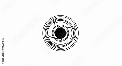 Abstract circular aperture design with concentric rings and radial lines