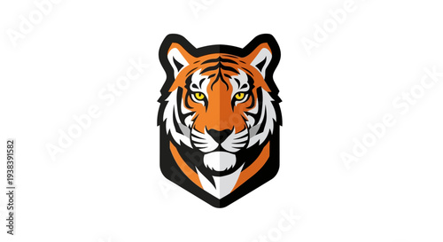 Tiger Head Illustration with Orange Fur.