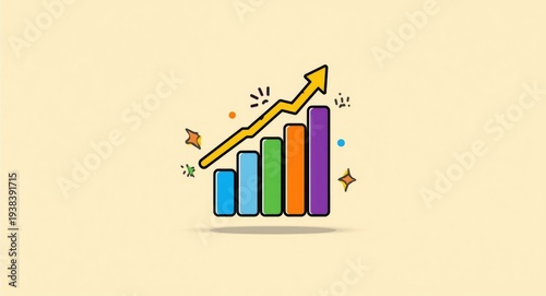 Colorful comic bar graph ic...