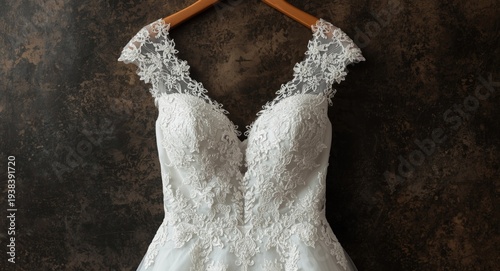 Elegant bridal gown with de...