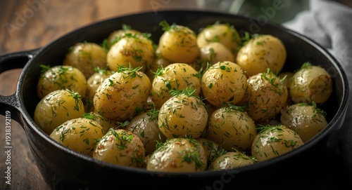 Dill herb coated boiled pot...
