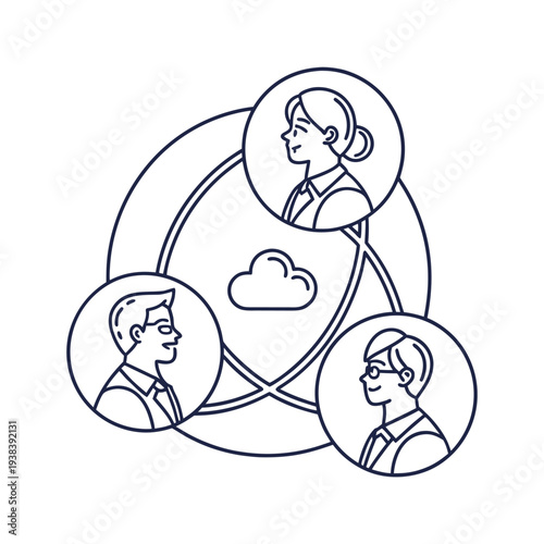 Set of 3 connected people icons vector