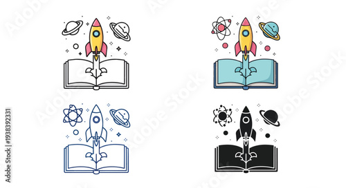 Space rocket launch education vector icon set - SVG and PNG icons - Vector Icons and Stickers - PNG, SVG, EPS - Glyph and solid icon set - Icon vector - Icon Silhouette - Clipart