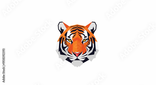 Vibrant orange tiger head illustration.