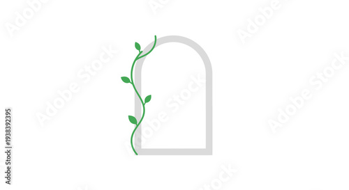 Vine plant crawling up archway frame.