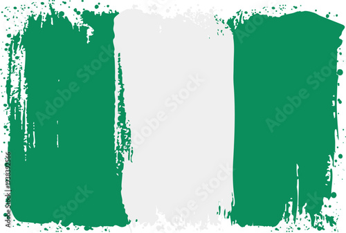 Flag of Nigeria. Created with Brush Strokes. Abstract Banner with Raw Artistic Texture