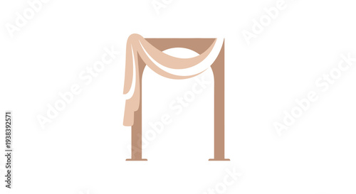 Wedding arch with flowing fabric.