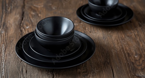 Creative stack of black pla...