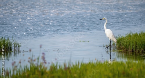 a beautiful great egret wad...