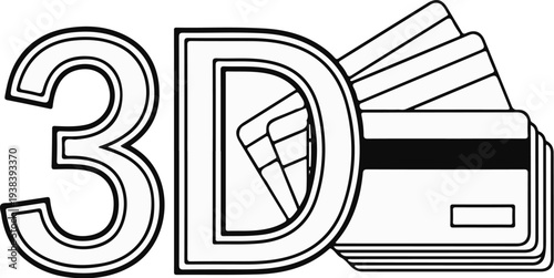 Stylized 3D graphic with stacked credit cards