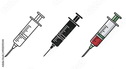 Medical syringe icon set vector illustration - SVG and PNG icons - Vector Icons and Stickers - PNG, SVG, EPS - Glyph and solid icon set - Icon vector - Icon Silhouette - Clipart
