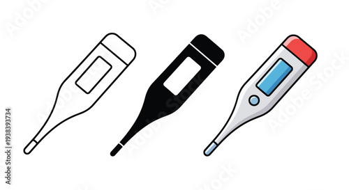Digital thermometer icon set vector medical health - SVG and PNG icons - Vector Icons and Stickers - PNG, SVG, EPS - Glyph and solid icon set - Icon vector - Icon Silhouette - Clipart