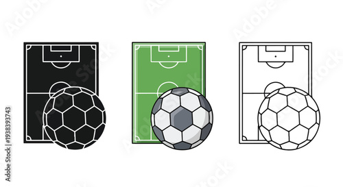 Soccer ball icon set on fields vector - SVG and PNG icons - Vector Icons and Stickers - PNG, SVG, EPS - Glyph and solid icon set - Icon vector - Icon Silhouette - Clipart