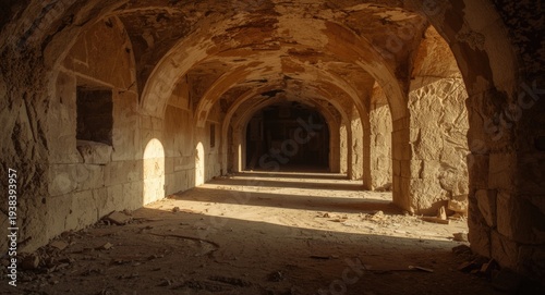 Deserted crypt bathed in br...