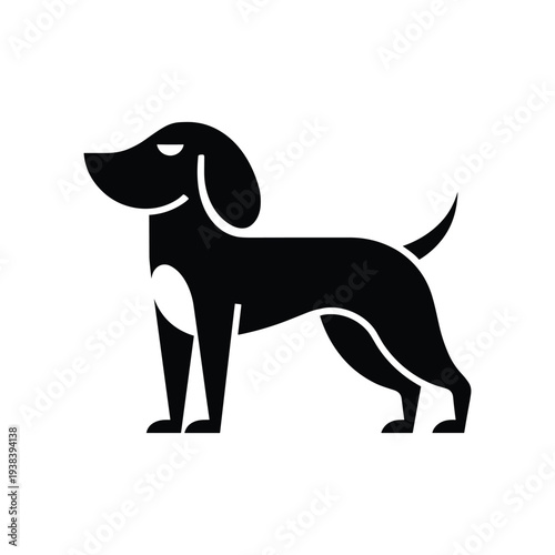 Cute black dog cartoon vector illustration isolated on white background