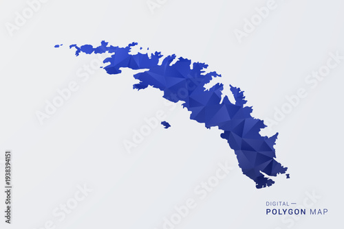 South Georgia and the South Sandwich Islands Map - Polygon Style Vector Illustration in Deep Blue Gradient, Low Poly Geometric Design, Clean Silhouette Isolated on White Background for Infographics.