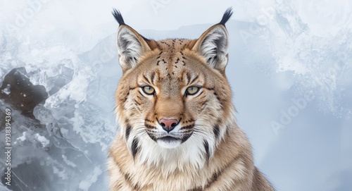 Bobcat closeup drawing on a...