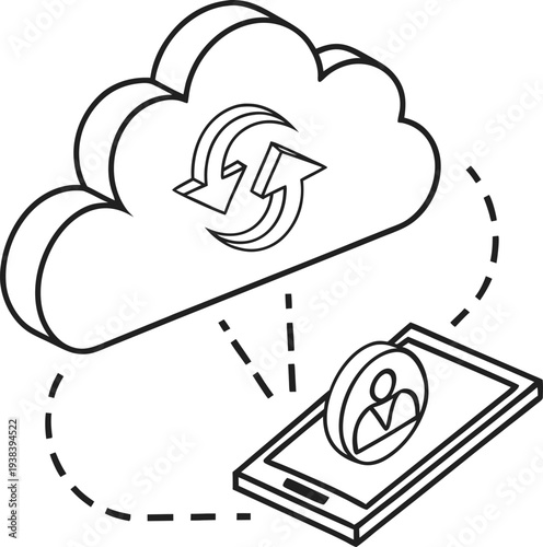Cloud data sync icon vector