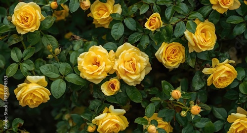 Bright yellow roses bloomin...