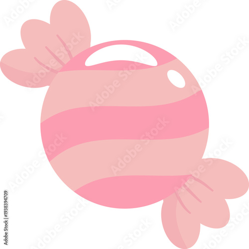 Single Pink Pastel Candy Vector, Sweet Wrapped Strawberry Bonbon Illustration
