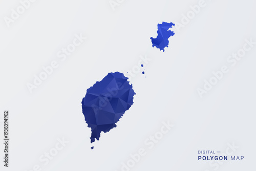 Sao Tome and Principe Map - Polygon Style Vector Illustration in Deep Blue Gradient, Low Poly Geometric Design, Clean Silhouette Isolated on White Background for Infographics.