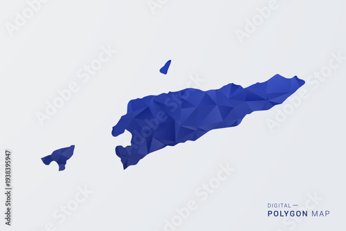 Timor Leste Map - Polygon Style Vector Illustration in Deep Blue Gradient, Low Poly Geometric Design, Clean Silhouette Isolated on White Background for Infographics.