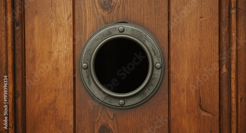 Door made of wood with open...