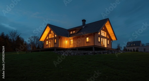 Brightly lit wooden villa w...